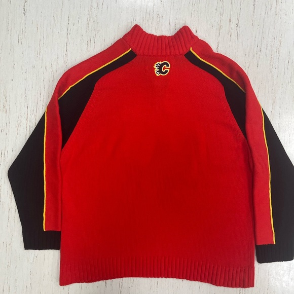 NHL Calgary Flames 1/4 Zip Knit Sweater Mens XL - Picture 2 of 6